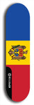 North American maple skateboard deck designed by underground artist BellyRash -- available in widths between 7.5 to 8.5 inches in both mellow concave and steep concave shapes. Artwork : 	Moldova	flag skateboard deck																				