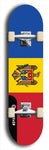 North American maple skateboard deck designed by underground artist BellyRash -- available in widths between 7.5 to 8.5 inches in both mellow concave and steep concave shapes. Artwork : 	Moldova	flag skateboard deck																				