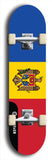 North American maple skateboard deck designed by underground artist BellyRash -- available in widths between 7.5 to 8.5 inches in both mellow concave and steep concave shapes. Artwork : 	Moldova	flag skateboard deck																				