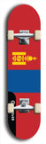 North American maple skateboard deck designed by underground artist BellyRash -- available in widths between 7.5 to 8.5 inches in both mellow concave and steep concave shapes. Artwork : 	Mongolia	flag skateboard deck																				