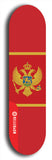 North American maple skateboard deck designed by underground artist BellyRash -- available in widths between 7.5 to 8.5 inches in both mellow concave and steep concave shapes. Artwork : 	Montenegro	flag skateboard deck																				