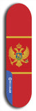 North American maple skateboard deck designed by underground artist BellyRash -- available in widths between 7.5 to 8.5 inches in both mellow concave and steep concave shapes. Artwork : 	Montenegro	flag skateboard deck																				