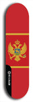 North American maple skateboard deck designed by underground artist BellyRash -- available in widths between 7.5 to 8.5 inches in both mellow concave and steep concave shapes. Artwork : 	Montenegro	flag skateboard deck																				