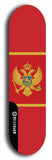 North American maple skateboard deck designed by underground artist BellyRash -- available in widths between 7.5 to 8.5 inches in both mellow concave and steep concave shapes. Artwork : 	Montenegro	flag skateboard deck																				