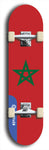 North American maple skateboard deck designed by underground artist BellyRash -- available in widths between 7.5 to 8.5 inches in both mellow concave and steep concave shapes. Artwork : 	Morocco	flag skateboard deck																				