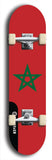 North American maple skateboard deck designed by underground artist BellyRash -- available in widths between 7.5 to 8.5 inches in both mellow concave and steep concave shapes. Artwork : 	Morocco	flag skateboard deck																				