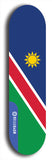 North American maple skateboard deck designed by underground artist BellyRash -- available in widths between 7.5 to 8.5 inches in both mellow concave and steep concave shapes. Artwork : 	Namibia	flag skateboard deck																				