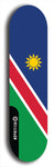 North American maple skateboard deck designed by underground artist BellyRash -- available in widths between 7.5 to 8.5 inches in both mellow concave and steep concave shapes. Artwork : 	Namibia	flag skateboard deck																				