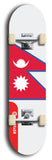 North American maple skateboard deck designed by underground artist BellyRash -- available in widths between 7.5 to 8.5 inches in both mellow concave and steep concave shapes. Artwork : 	Nepal	flag skateboard deck																				