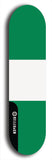 North American maple skateboard deck designed by underground artist BellyRash -- available in widths between 7.5 to 8.5 inches in both mellow concave and steep concave shapes. Artwork : 	Nigeria	flag skateboard deck																				