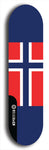 North American maple skateboard deck designed by underground artist BellyRash -- available in widths between 7.5 to 8.5 inches in both mellow concave and steep concave shapes. Artwork : 	Norway	flag skateboard deck																				