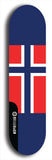 North American maple skateboard deck designed by underground artist BellyRash -- available in widths between 7.5 to 8.5 inches in both mellow concave and steep concave shapes. Artwork : 	Norway	flag skateboard deck																				