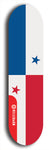 North American maple skateboard deck designed by underground artist BellyRash -- available in widths between 7.5 to 8.5 inches in both mellow concave and steep concave shapes. Artwork : 	Panama	flag skateboard deck																				