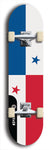 North American maple skateboard deck designed by underground artist BellyRash -- available in widths between 7.5 to 8.5 inches in both mellow concave and steep concave shapes. Artwork : 	Panama	flag skateboard deck																				