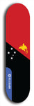 North American maple skateboard deck designed by underground artist BellyRash -- available in widths between 7.5 to 8.5 inches in both mellow concave and steep concave shapes. Artwork : 	Papua New Guinea	flag skateboard deck																				