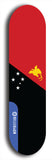 North American maple skateboard deck designed by underground artist BellyRash -- available in widths between 7.5 to 8.5 inches in both mellow concave and steep concave shapes. Artwork : 	Papua New Guinea	flag skateboard deck																				