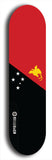 North American maple skateboard deck designed by underground artist BellyRash -- available in widths between 7.5 to 8.5 inches in both mellow concave and steep concave shapes. Artwork : 	Papua New Guinea	flag skateboard deck																				