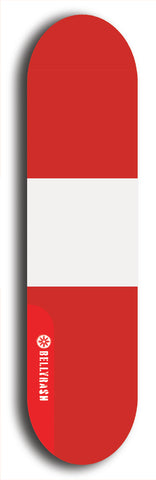 North American maple skateboard deck designed by underground artist BellyRash -- available in widths between 7.5 to 8.5 inches in both mellow concave and steep concave shapes. Artwork : 	Peru	flag skateboard deck																				