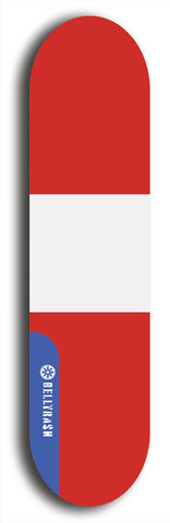 North American maple skateboard deck designed by underground artist BellyRash -- available in widths between 7.5 to 8.5 inches in both mellow concave and steep concave shapes. Artwork : 	Peru	flag skateboard deck																				