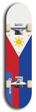 North American maple skateboard deck designed by underground artist BellyRash -- available in widths between 7.5 to 8.5 inches in both mellow concave and steep concave shapes. Artwork : 	Philippines	flag skateboard deck																				