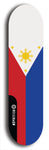 North American maple skateboard deck designed by underground artist BellyRash -- available in widths between 7.5 to 8.5 inches in both mellow concave and steep concave shapes. Artwork : 	Philippines	flag skateboard deck																				