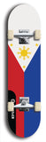 North American maple skateboard deck designed by underground artist BellyRash -- available in widths between 7.5 to 8.5 inches in both mellow concave and steep concave shapes. Artwork : 	Philippines	flag skateboard deck																				