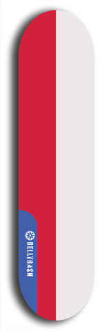 North American maple skateboard deck designed by underground artist BellyRash -- available in widths between 7.5 to 8.5 inches in both mellow concave and steep concave shapes. Artwork : 	Poland	flag skateboard deck																				