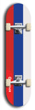 North American maple skateboard deck designed by underground artist BellyRash -- available in widths between 7.5 to 8.5 inches in both mellow concave and steep concave shapes. Artwork : 	Russia	flag skateboard deck																				