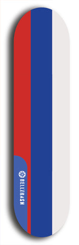 North American maple skateboard deck designed by underground artist BellyRash -- available in widths between 7.5 to 8.5 inches in both mellow concave and steep concave shapes. Artwork : 	Russia	flag skateboard deck																				