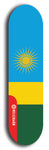 North American maple skateboard deck designed by underground artist BellyRash -- available in widths between 7.5 to 8.5 inches in both mellow concave and steep concave shapes. Artwork : 	Rwanda	flag skateboard deck																				