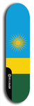 North American maple skateboard deck designed by underground artist BellyRash -- available in widths between 7.5 to 8.5 inches in both mellow concave and steep concave shapes. Artwork : 	Rwanda	flag skateboard deck																				