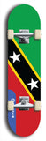 St. Kitts and Nevis flag skateboard deck. North American maple skateboard deck available in widths between 7.5 to 8.5 inches in both mellow concave and steep concave shapes.