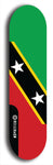 St. Kitts and Nevis flag skateboard deck. North American maple skateboard deck available in widths between 7.5 to 8.5 inches in both mellow concave and steep concave shapes.