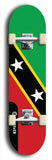 St. Kitts and Nevis flag skateboard deck. North American maple skateboard deck available in widths between 7.5 to 8.5 inches in both mellow concave and steep concave shapes.