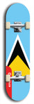 St. Lucia flag skateboard deck. North American maple skateboard deck available in widths between 7.5 to 8.5 inches in both mellow concave and steep concave shapes.