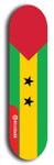 São Tomé and Príncipe flag skateboard deck. North American maple skateboard deck available in widths between 7.5 to 8.5 inches in both mellow concave and steep concave shapes.