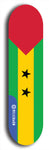 São Tomé and Príncipe flag skateboard deck. North American maple skateboard deck available in widths between 7.5 to 8.5 inches in both mellow concave and steep concave shapes.