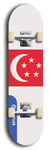 North American maple skateboard deck designed by underground artist BellyRash -- available in widths between 7.5 to 8.5 inches in both mellow concave and steep concave shapes. Artwork : 	Singapore	flag skateboard deck																				