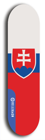 North American maple skateboard deck designed by underground artist BellyRash -- available in widths between 7.5 to 8.5 inches in both mellow concave and steep concave shapes. Artwork : 	Slovakia	flag skateboard deck																				