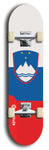 North American maple skateboard deck designed by underground artist BellyRash -- available in widths between 7.5 to 8.5 inches in both mellow concave and steep concave shapes. Artwork : 	Slovenia	flag skateboard deck																				