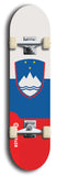 North American maple skateboard deck designed by underground artist BellyRash -- available in widths between 7.5 to 8.5 inches in both mellow concave and steep concave shapes. Artwork : 	Slovenia	flag skateboard deck																				