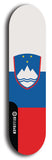 North American maple skateboard deck designed by underground artist BellyRash -- available in widths between 7.5 to 8.5 inches in both mellow concave and steep concave shapes. Artwork : 	Slovenia	flag skateboard deck																				