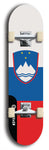 North American maple skateboard deck designed by underground artist BellyRash -- available in widths between 7.5 to 8.5 inches in both mellow concave and steep concave shapes. Artwork : 	Slovenia	flag skateboard deck																				