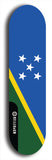 North American maple skateboard deck designed by underground artist BellyRash -- available in widths between 7.5 to 8.5 inches in both mellow concave and steep concave shapes. Artwork : 	Solomon Islands	flag skateboard deck																				