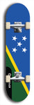 North American maple skateboard deck designed by underground artist BellyRash -- available in widths between 7.5 to 8.5 inches in both mellow concave and steep concave shapes. Artwork : 	Solomon Islands	flag skateboard deck																				