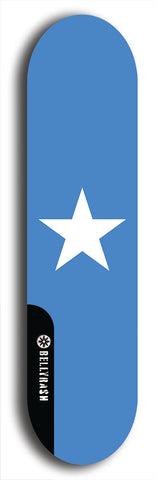 North American maple skateboard deck designed by underground artist BellyRash -- available in widths between 7.5 to 8.5 inches in both mellow concave and steep concave shapes. Artwork : 	Somalia	flag skateboard deck																				