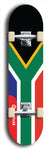 North American maple skateboard deck designed by underground artist BellyRash -- available in widths between 7.5 to 8.5 inches in both mellow concave and steep concave shapes. Artwork : 	South Africa	flag skateboard deck																				