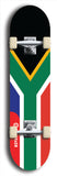 North American maple skateboard deck designed by underground artist BellyRash -- available in widths between 7.5 to 8.5 inches in both mellow concave and steep concave shapes. Artwork : 	South Africa	flag skateboard deck																				