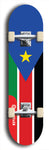 North American maple skateboard deck designed by underground artist BellyRash -- available in widths between 7.5 to 8.5 inches in both mellow concave and steep concave shapes. Artwork : 	South Sudan	flag skateboard deck																				