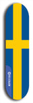 North American maple skateboard deck designed by underground artist BellyRash -- available in widths between 7.5 to 8.5 inches in both mellow concave and steep concave shapes. Artwork : 	Sweden	flag skateboard deck																				